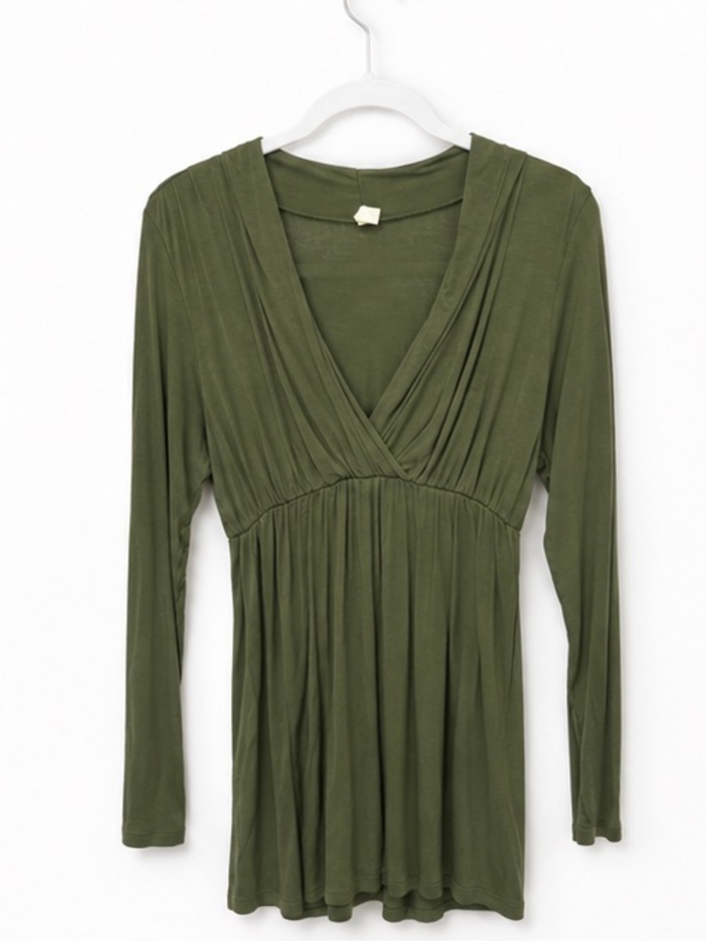 Olive Green Long Sleeve Maternity V-Neck Tunic